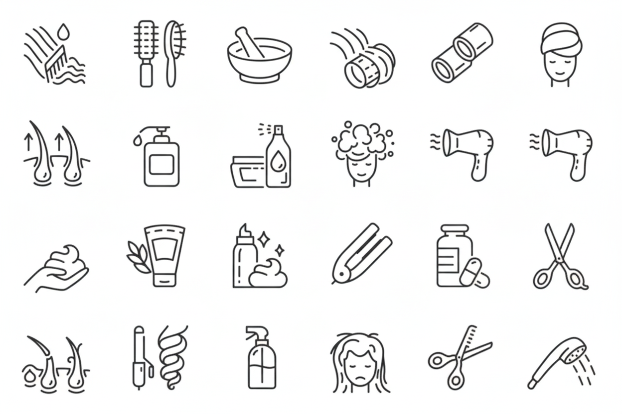 Hair care icons landscape